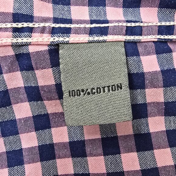 JOHNSTON & MURPHY Dress Shirt Sz M Tailored fit Contrast Flip Cuff Gingham check - Picture 13 of 13